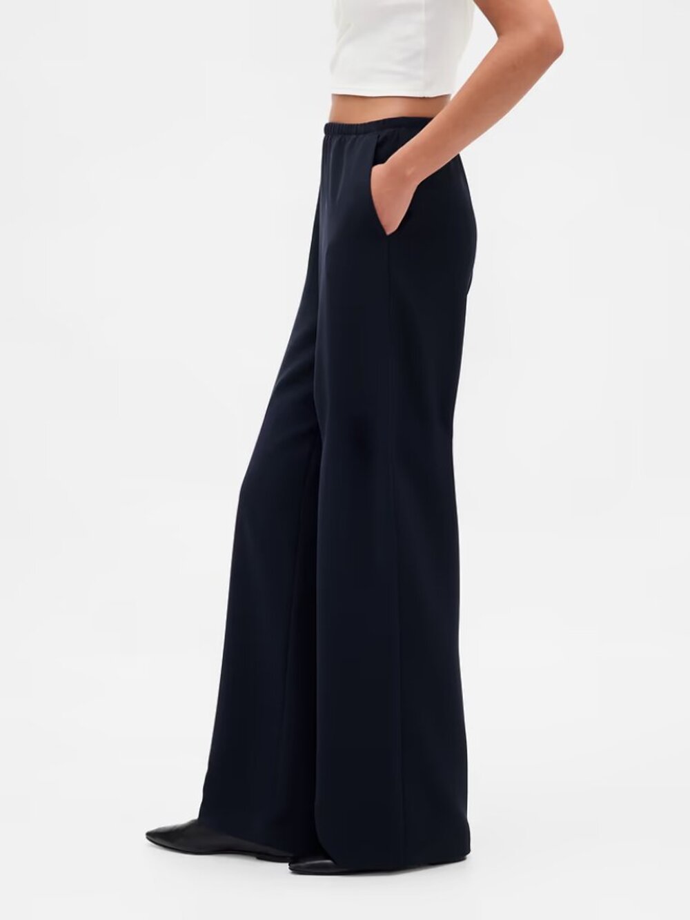 NWT GAP L Hyper Navy Blue Lightweight Easy Wide Leg Pants - Picture 2 of 9
